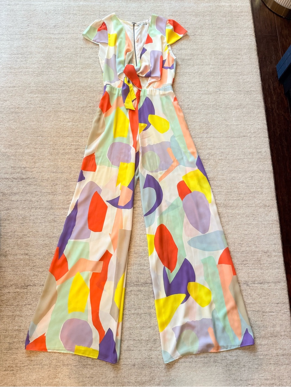 Alice + Olivia Multicolor Abstract Print Wide-Leg Jumpsuit